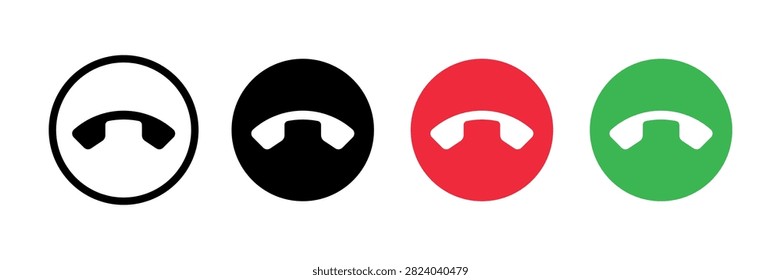 Phone Call Line Icon Set for Communication, Contact, Calling, VoIP, Customer Support and Mobile Outline Vector Collection
