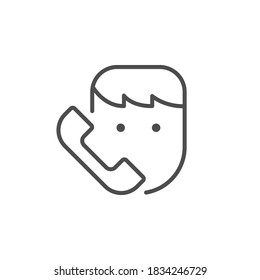 Icono de esquema de línea de llamada telefónica