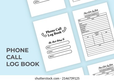 Phone call log book interior. Business daily phone call tracker and message checker template. Interior of a journal. Call information and business message tracker interior.