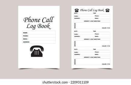 phone call log book KDP Interior design. Printable logbook