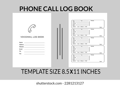 Phone Call Log Book - KDP Interior Design -  Printable Low-Content Books, Planner, Notebook, Diary, Template

