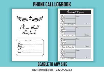 Phone call logbook. Low content kdp interior design template