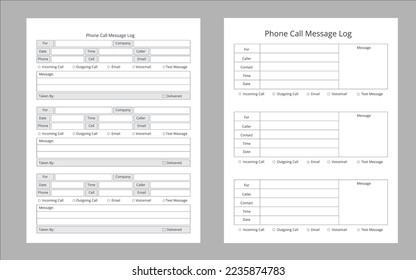 Phone call message log planner 