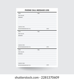 Phone Call Message Log,Voicemail Tracker,Phone Message Log,Printable phone log,Phone Call Log,Message Planner,Telephone log,incoming calls log,missed call log