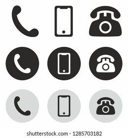 Phone call mobile icon set. Smartphone telephone device gadget icon vector