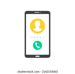 Phone call. Mobile phone with incoming call on screen. Minimalistic flat design. Vector illustration