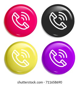 Phone call multi color glossy badge icon set. Realistic shiny badge icon or logo mockup