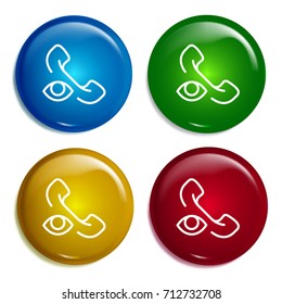 Phone call multi color gradient glossy badge icon set. Realistic shiny badge icon or logo mockup