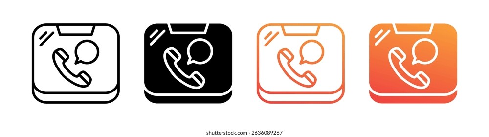 Llamada telefónica Multi Style Icon Set Vector