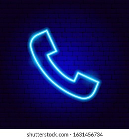 Phone Call Neon Sign. Vector Illustration of Business Promotion.