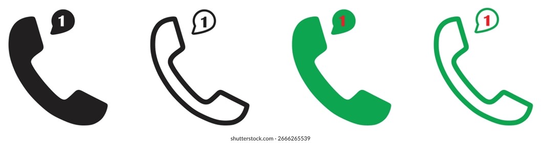 Colección del conjunto de iconos de notificación de llamada telefónica.