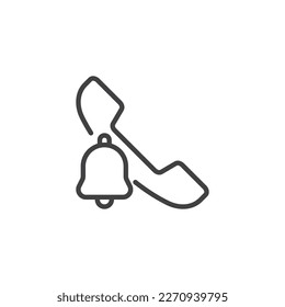 Phone call notification line icon. linear style sign for mobile concept and web design. Telephone and bell outline vector icon. Symbol, logo illustration. Vector graphics