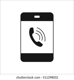 Phone call on phone symbol sign silhouette icon on background