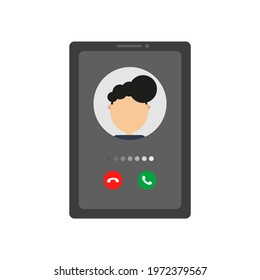 Phone call on tablet. Vector illustration