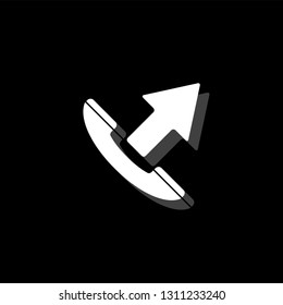 Phone call outgoing. White flat simple icon with shadow