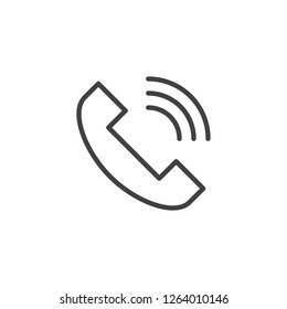 Phone call outline icon. linear style sign for mobile concept and web design. Calling phone simple line vector icon. Telephone handset receiver symbol, logo illustration. Pixel perfect vector graphics