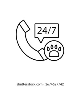 Teléfono, llamada, icono de garra. Línea simple, contorno vectorial elementos de iconos veterinarios para ui y ux, sitio web o aplicación móvil