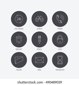 Phone call, pencil and mail icons.