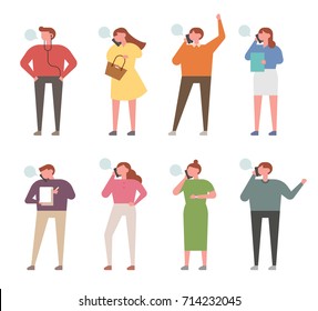 phone call people character vector illustration flat design