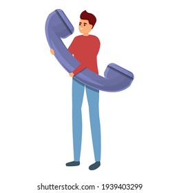 Icono de asistente personal de llamada telefónica. Caricatura de la llamada telefónica icono del vector asistente personal para el diseño web aislado en fondo blanco