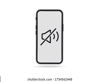 Phone call prohibit sign. Device icon. no mobile phone. No sound sign for mobile phone. Volume off or mute mode sign for smartphone. Please silence your mobile phone, smartphone silence zone