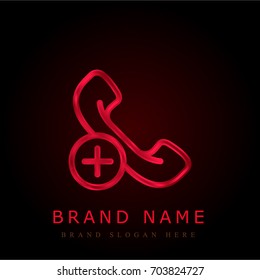 Phone call red chromium metallic logo