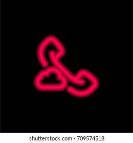 Phone call red glowing neon ui ux icon. Glowing sign logo vector