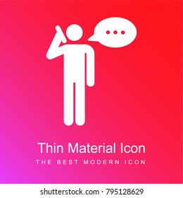 Phone call red and pink gradient material white icon minimal design
