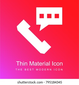 Phone call red and pink gradient material white icon minimal design
