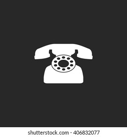 Phone call retro sign simple icon on background