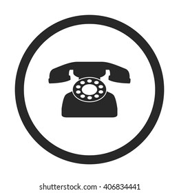 Phone call retro sign simple icon on background