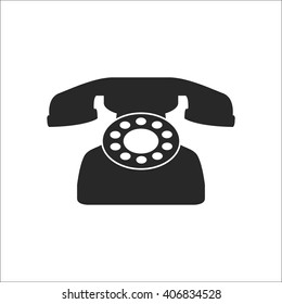 Phone call retro sign simple icon on background