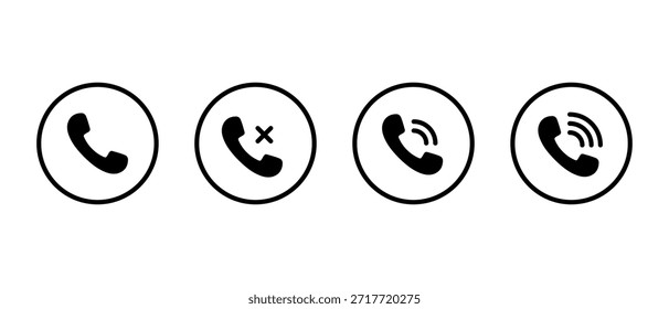 Rufzeichen-Symbol in kreisförmiger Umrisslinie. Klingelhandapparatsymbol