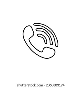 Icono de llamada telefónica con estilo de línea negra plana, aislado en blanco 