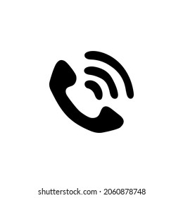 Phone call ringing icon   in solid black flat shape glyph icon, isolated on white background 