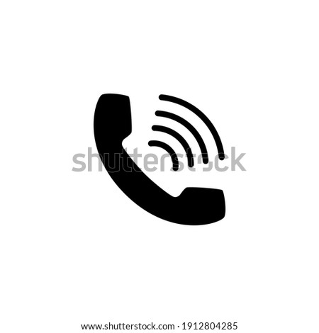 Phone call ringing icon   in solid black flat shape glyph icon, isolated on white background 