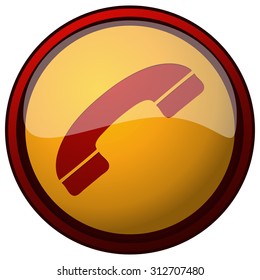 Phone Call Round Sign, Vector Illustration isolated on White Background.