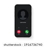 Phone call screen interface. Incoming call template on smartphone. Mobile phone display. Vector illustration.