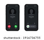 Phone call screen interface. Incoming call template on smartphone. Mobile phone display. Vector illustration.