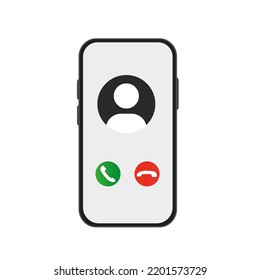 Phone call screen interface. Incoming call template on smartphone. Mobile phone display. Vector illustration.
