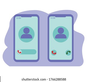 Phone Call Screen Set. Interface. Slide To Answer. Accept Button, Decline Button. Incoming Call. IPhone IOS Call Screen Template. Smartphone, Phone Call Screen Vector Mockup On. Vector Illustration
