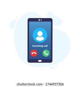 Phone call screen. Smartphone vector illustration.