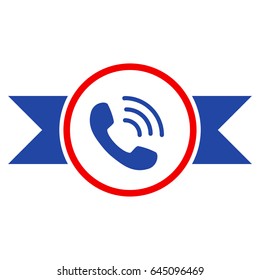 Phone Call Seal With Ribbons flat vector pictogram. An isolated illustration on a white background.
