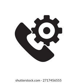 Telefonanruf-Einstellungen mit Zahnrad einfache Solid-Symbol.