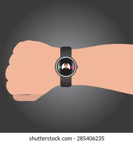 Phone Call Shown on Smart Watch on Man's Hand