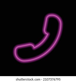 Phone, call simple icon. Flat desing. Purple neon on black background.ai