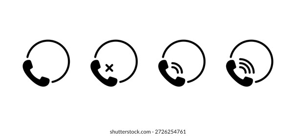 Symbolsatz für den Telefonanrufstatus. Telefonhörer-Symbol. Kommunikationszeichen