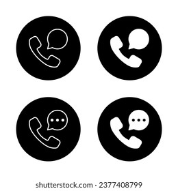 Phone call, support icon vector. Telephone with speech bubble sign symbol