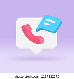 Llamadas telefónicas ayuda al servicio de ayuda de chat de ayuda ayuda ayuda rápida aplicación Icono 3d ilustración vectorial realista. Notificación de consulta de células del ciberespacio mediante el servicio de comunicaciones de contacto