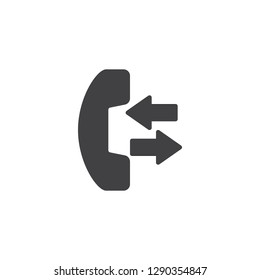 Phone call vector icon. filled flat sign for mobile concept and web design. Telephone handset with arrows simple solid icon. Symbol, logo illustration. Pixel perfect vector graphics